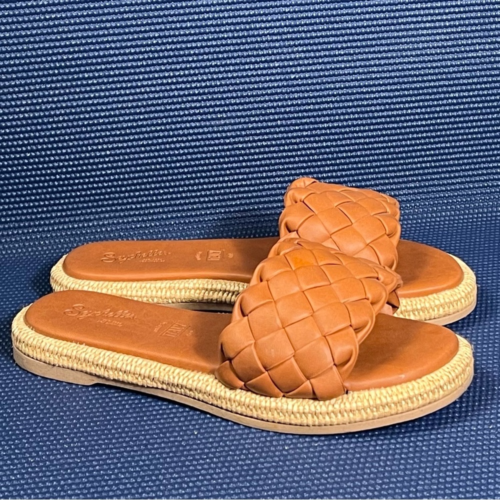 Brown Woven Slide Sandals